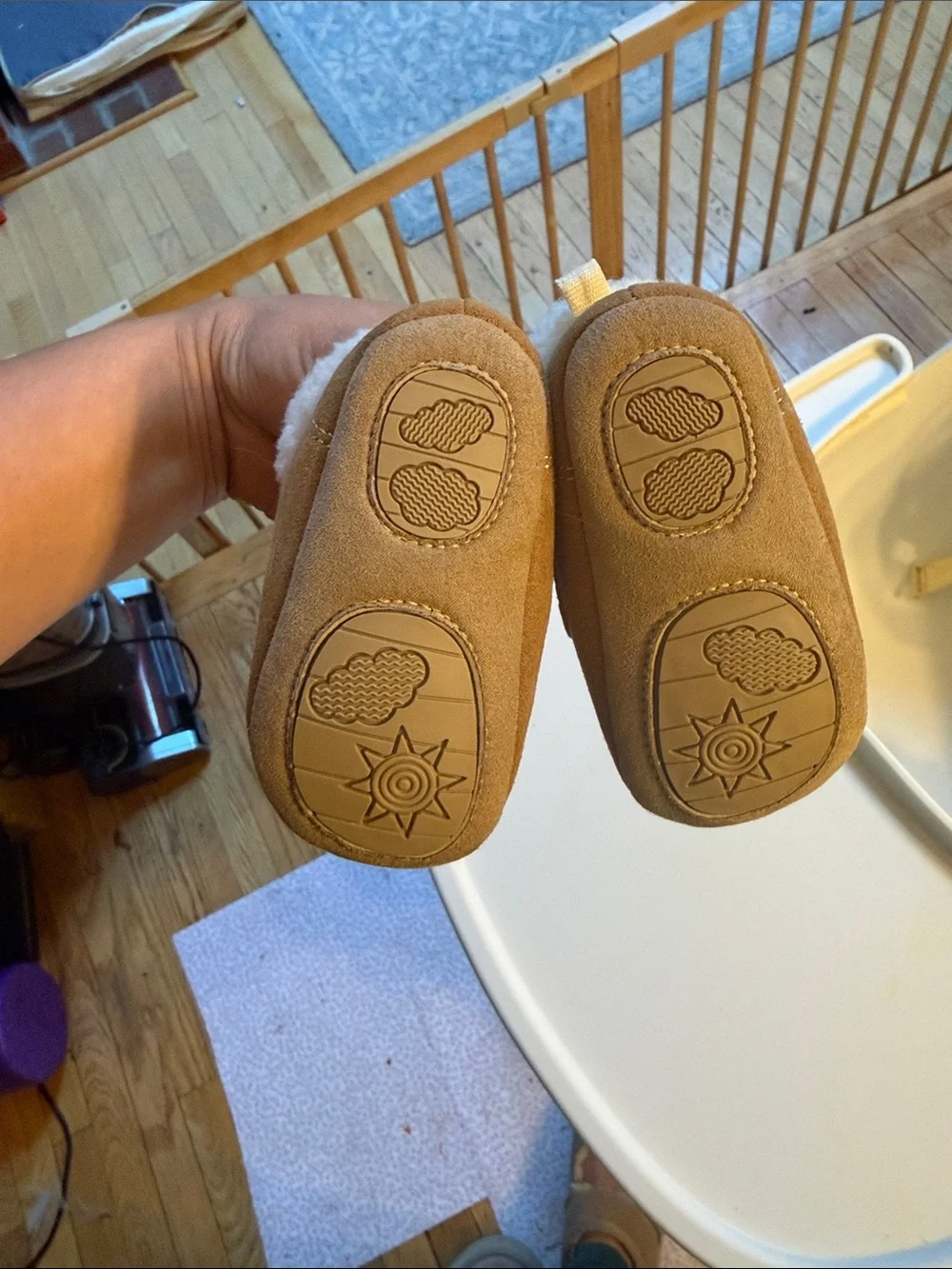 Cozy Tan Baby Walker Shoes with Plush Lining and Hook-and-Loop Strap